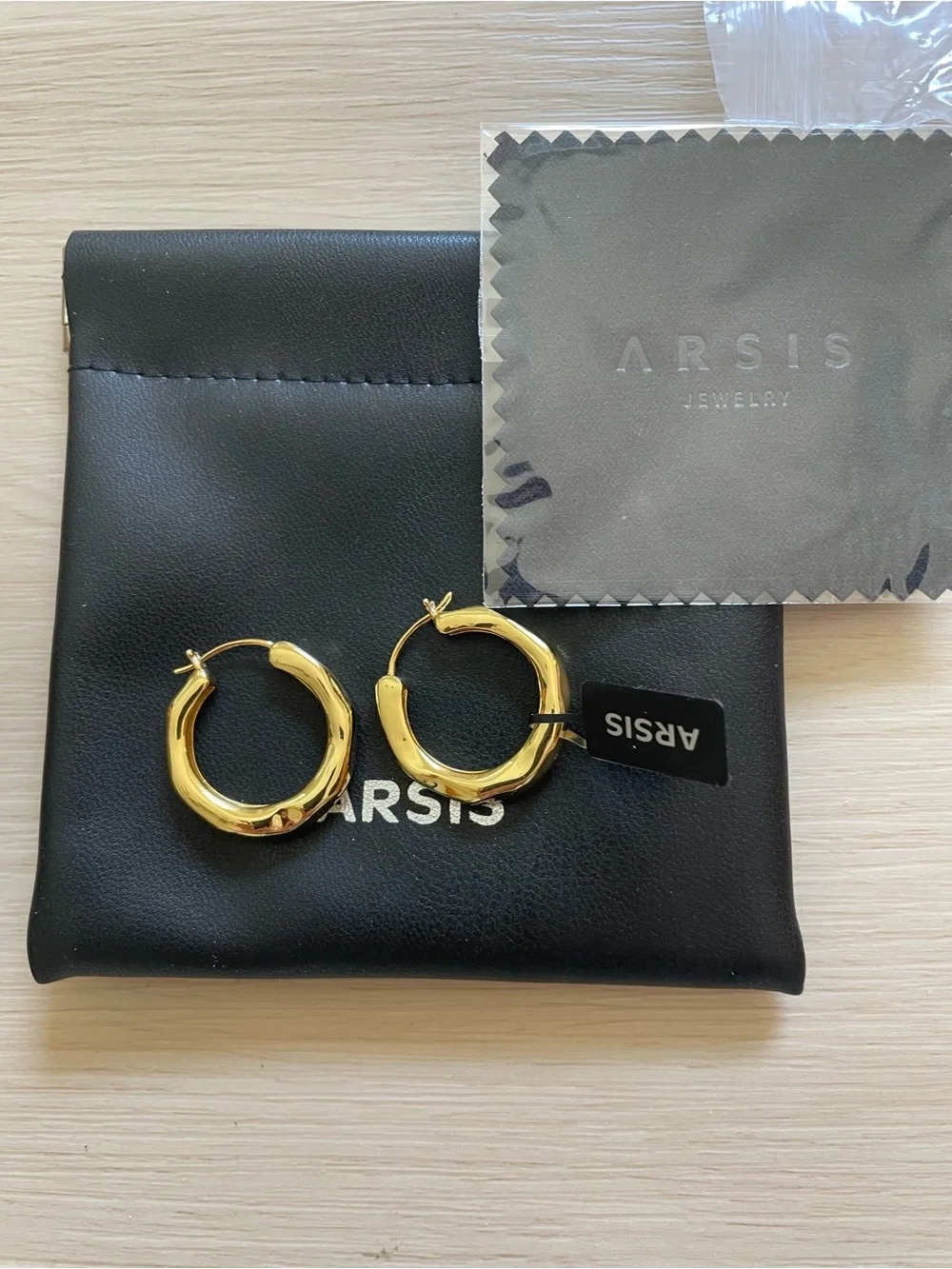 ARSIS 18K Gold Plated Sculptural Textured Hoop Earrings